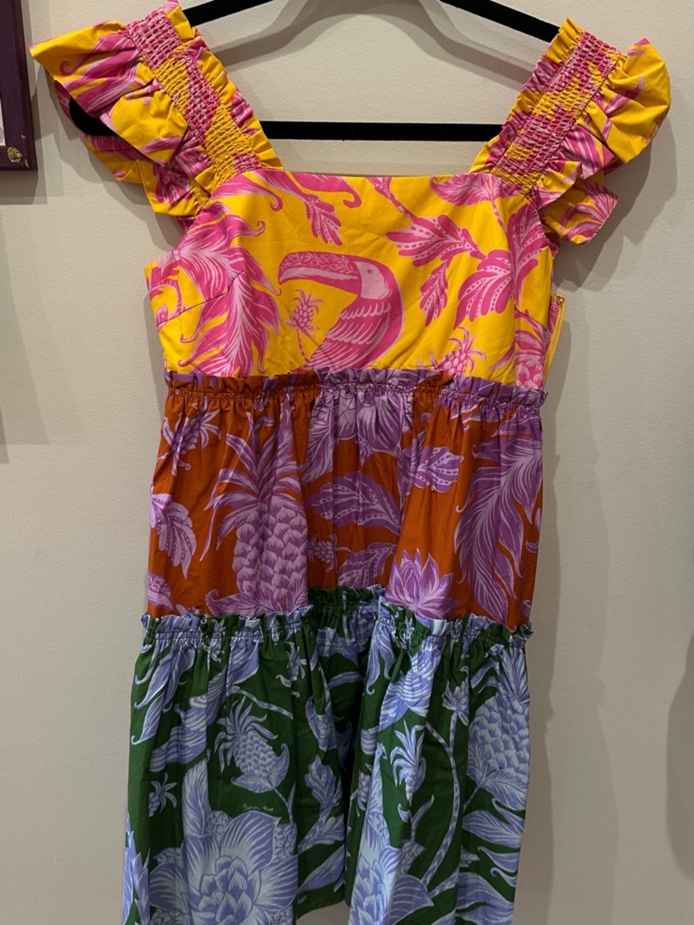 FARM Rio Yellow and Pink Tropical Print Sundress